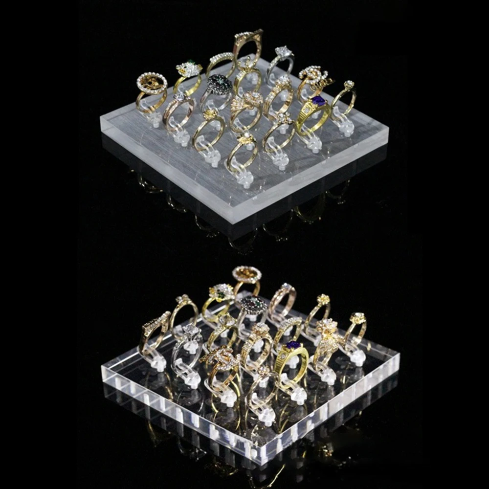 Chzimade Clear Polished Acrylic Square Rectangle Nose Ring Clicker Hoop Earring Piercing Jewelry Display Holder Stands