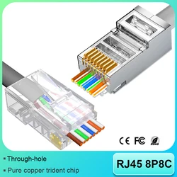 OMAY CAT6 CAT7 CAT5E RJ45 ์ปค๋ฅํฐ๋ ๋ชจ๋ํ ํ๋ฌ๊ทธ ๋คํธ์ํฌ๋ฅผ ํต๊ณผํฉ๋๋ค. UTP 3/50ฮผ ์ด๋๋ท ์ผ์ด๋ธ์ฉ ๊ธ๋๊ธ 8P8C ํฌ๋ฆผํ ์๋