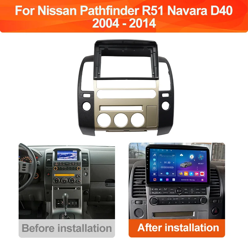 Car Radio Fascia For Nissan Pathfinder R51 Navara D40 2004 - 2014 Frame Universal Android 2 Din Face Trim Kit