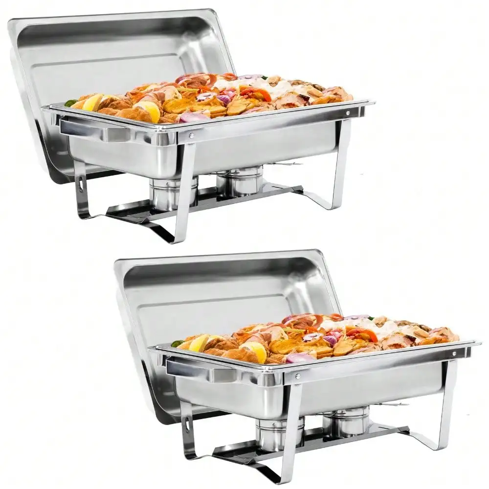 

2 Pack 8QT Chafing Dish Stainless Steel Chafer Complete Set with 2 Warmer