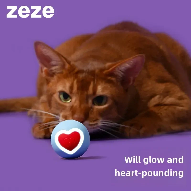 Zeze @ automatic Love Ball for cat, interactive training toys, smart and rechargeable, with light, pet products