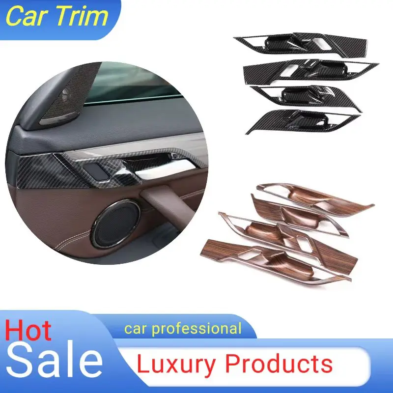 

Carbon Fiber ABS Chrome Car Interior Door Bowl Cover Decorative Trim Accessories For BMW X1 F48 2016-2019 X2 F47 2016-2019