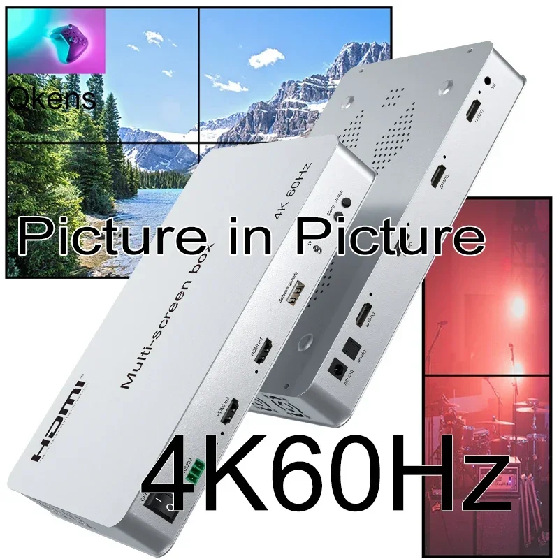 4K 60Hz Multi Screen Splicing Box  2x2 1x2 1x3 1x4 4 TV Splicer Video Wall Controller Processor Picture Mirror PIP Bezel Adjust