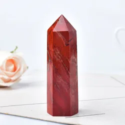 1PC Natural Stone Crystal Point Red jasper Healing Obelisk Quartz Wand Tower Ornament for Home Decor Energy Stone Pyramid
