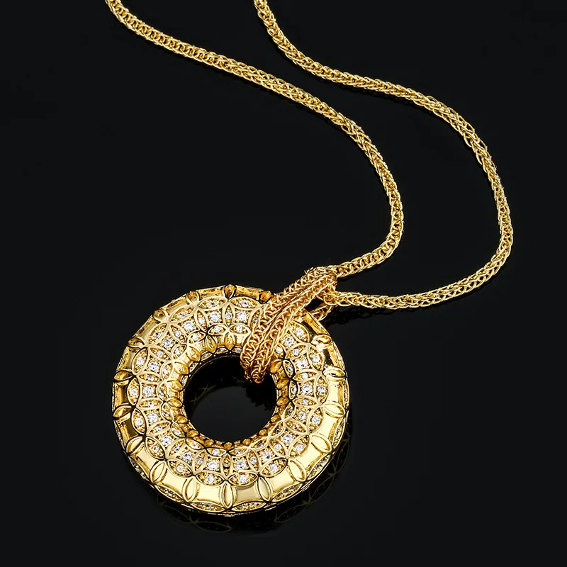 New Hot-Selling Jewelry Genuine Gold Filigree Ancient Coin Pattern Peace Buckle Pendant Necklace