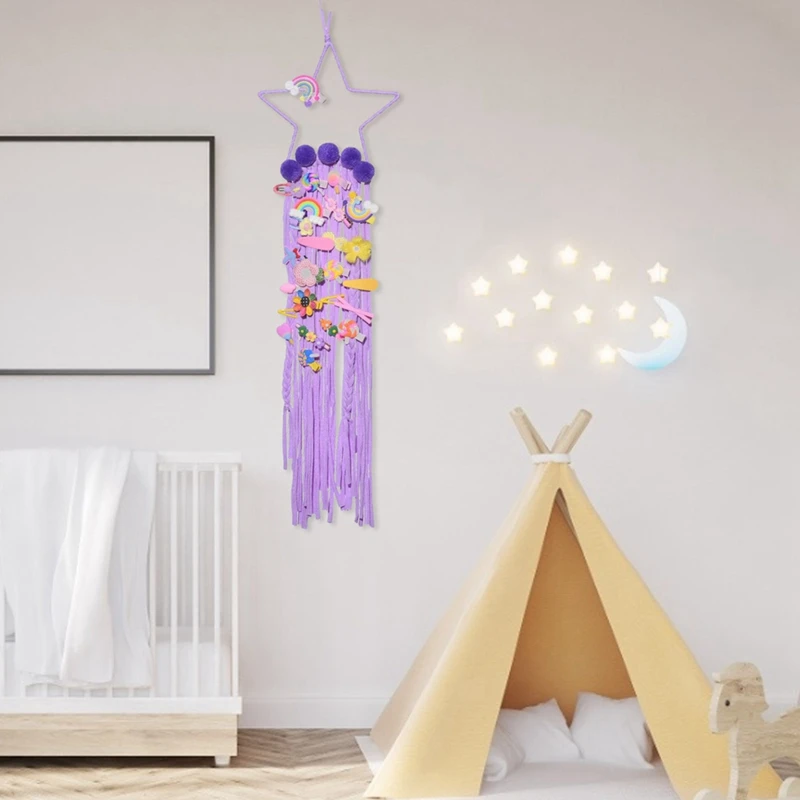 أقواس شعر 5 نجوم مدببة حزام تخزين للفتيات ، ديكور معلق على الحائط ، مشابك ، منظم رباط شعر ، حامل شريط ، ساخن