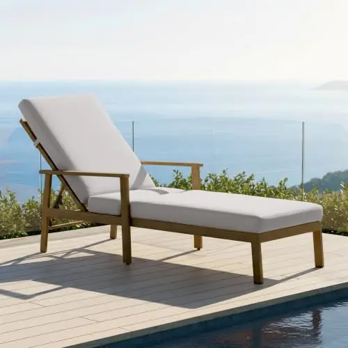 Outdoor Chaise Lounge, Aluminum Chaise Lounge Outdoor with Cushion, 6-Position Adjustable Pool Chaise Lounge Chairs