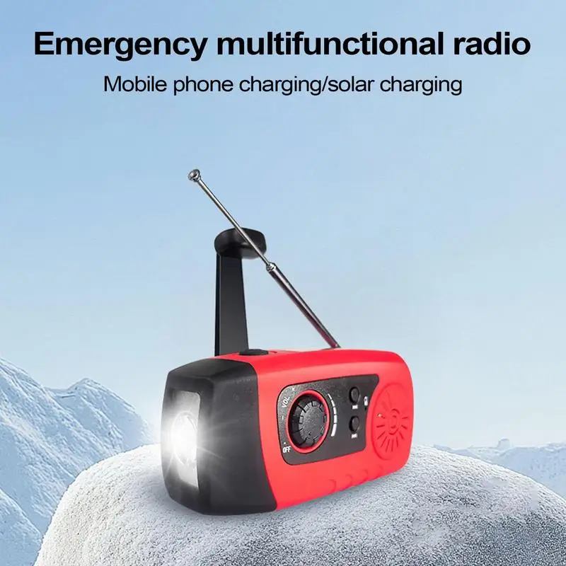 Радио с питанием от аккумулятора, 2000 мАч, солнечный радиоприемник, светодиодный фонарик, перезаряжаемая батарея, зарядное устройство для сотового телефона для пеших прогулок, отключения на открытом воздухе