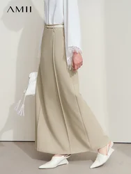 Amii Minimalist Solid Commuter Versatile Elegant Micro Elastic Long Skirt 2025 Women's Autumn New Woven Cotton Skirt 12551004