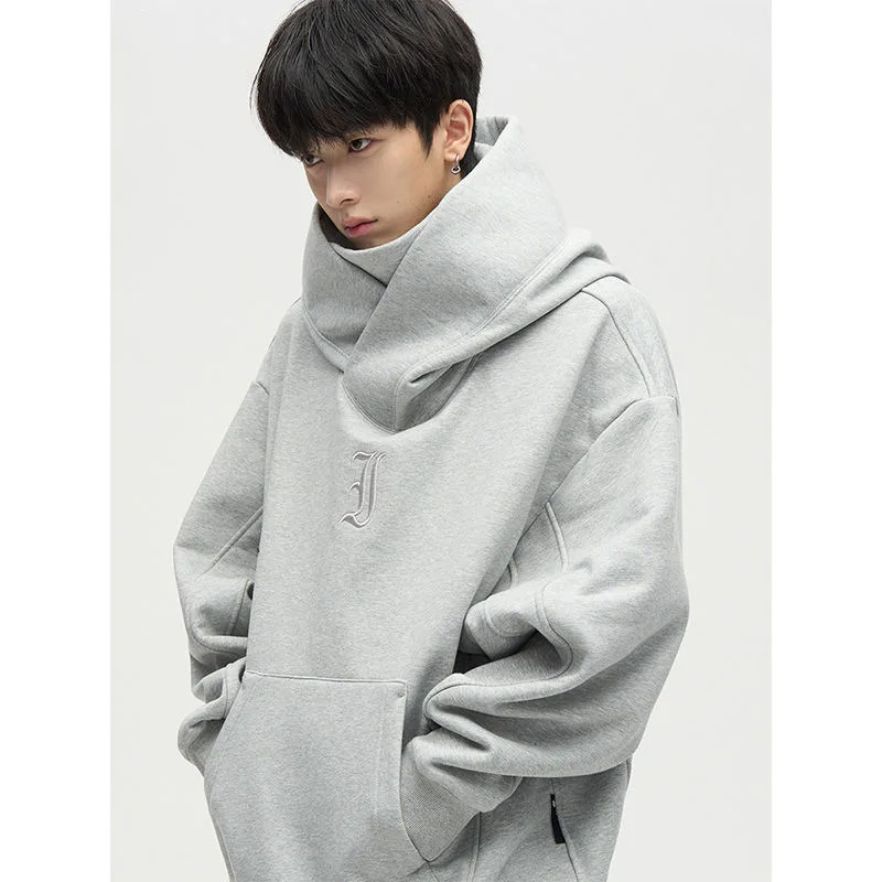 

Autumn Ninja Streetwear Turtleneck Hoodies For Men Letter Embroidered Hip Hop Fashion Sweatshirts Y2K Vintage Fleece Hoody