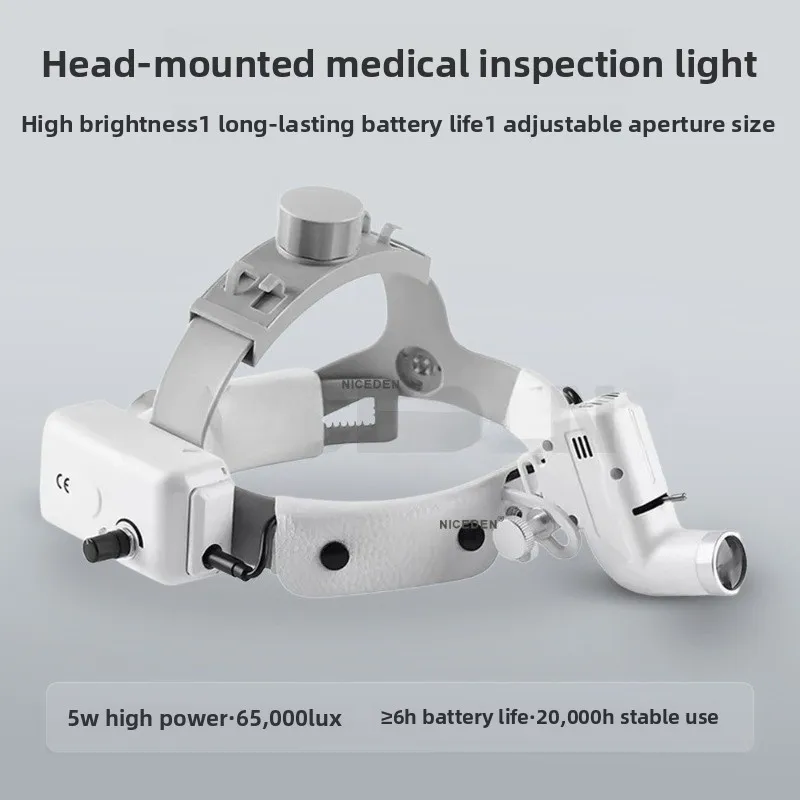5W Dental Headlight Adjustable Focus Headband Lamp for Surgery Loupes Tool