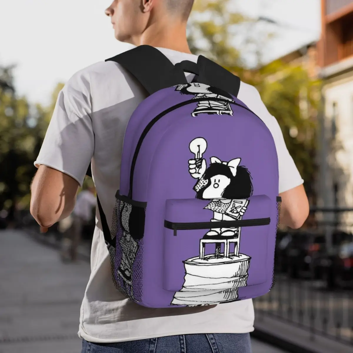 Happy Mafalda Manga Quino Comic Backpack Daypack Large Capacity Children BookBag School Bag Shoulder Bags for Men Women