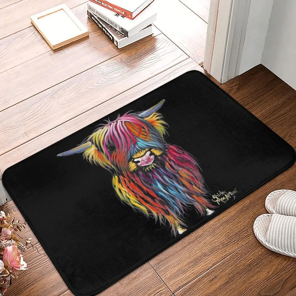 

Scottish Hairy Highland Cow Mat Bathroom Absorbent Bedroom Door Rug Kitchen Balcony Living Room Entrance Carpet Home Decoration