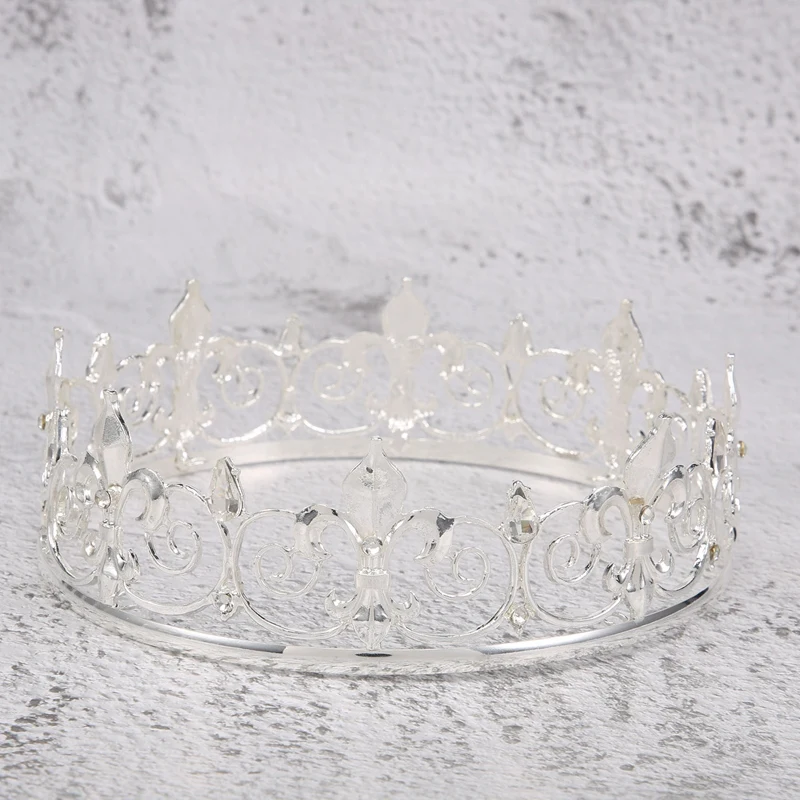 Royal King Crown For Men - มงกุฎเจ้าชายโลหะและ Tiaras, หมวกปาร์ตี้วันเกิดเต็มรอบ, เครื่องประดับยุคกลาง
