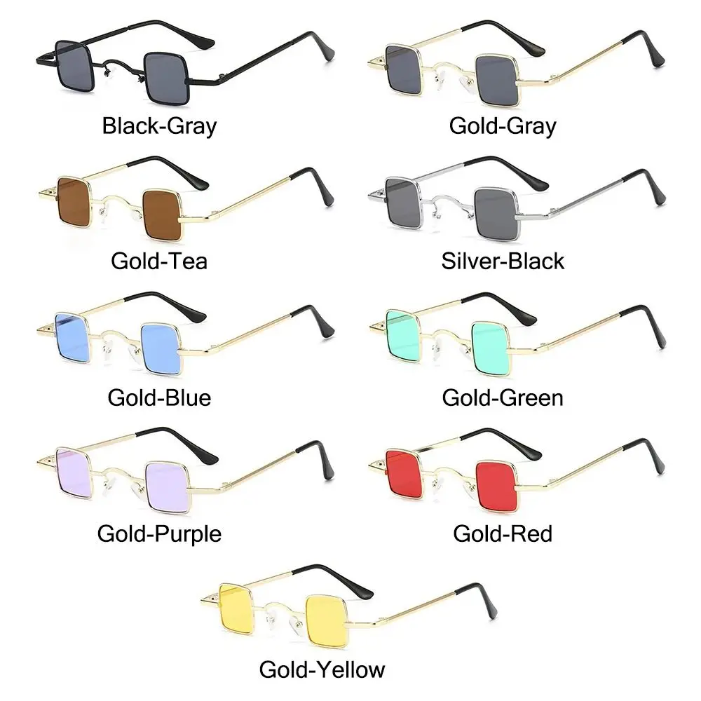 إطار معدني عتيق نظارات شمسية مربعة صغيرة بلون الحلوى UV400 نظارات شمسية فاسق ظلال الهيب هوب للنساء والرجال