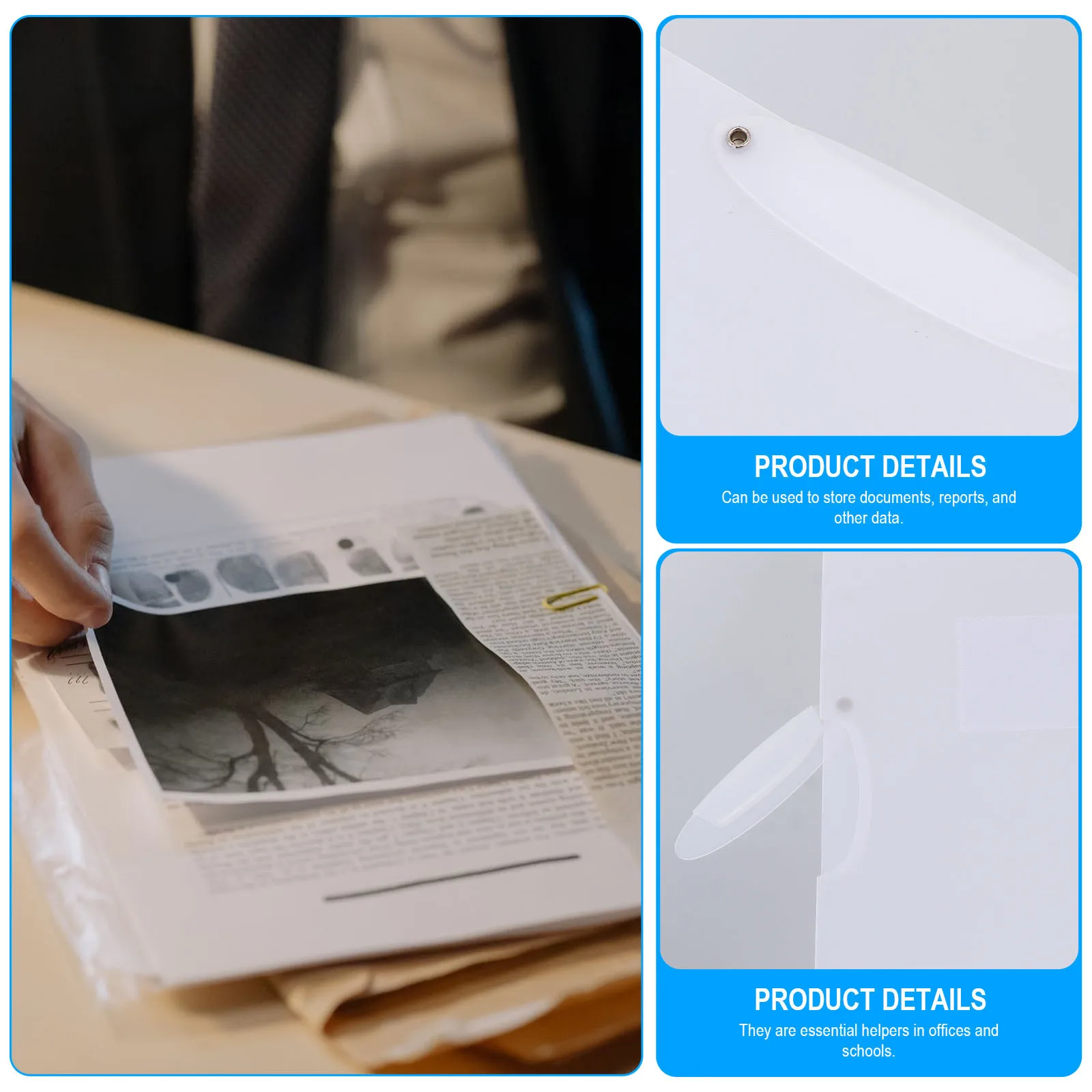 

4pcs Transparent Rotary Folders A4 Plastic Report Pull Rod Binder Office School Multi-Functional Document Files Storage