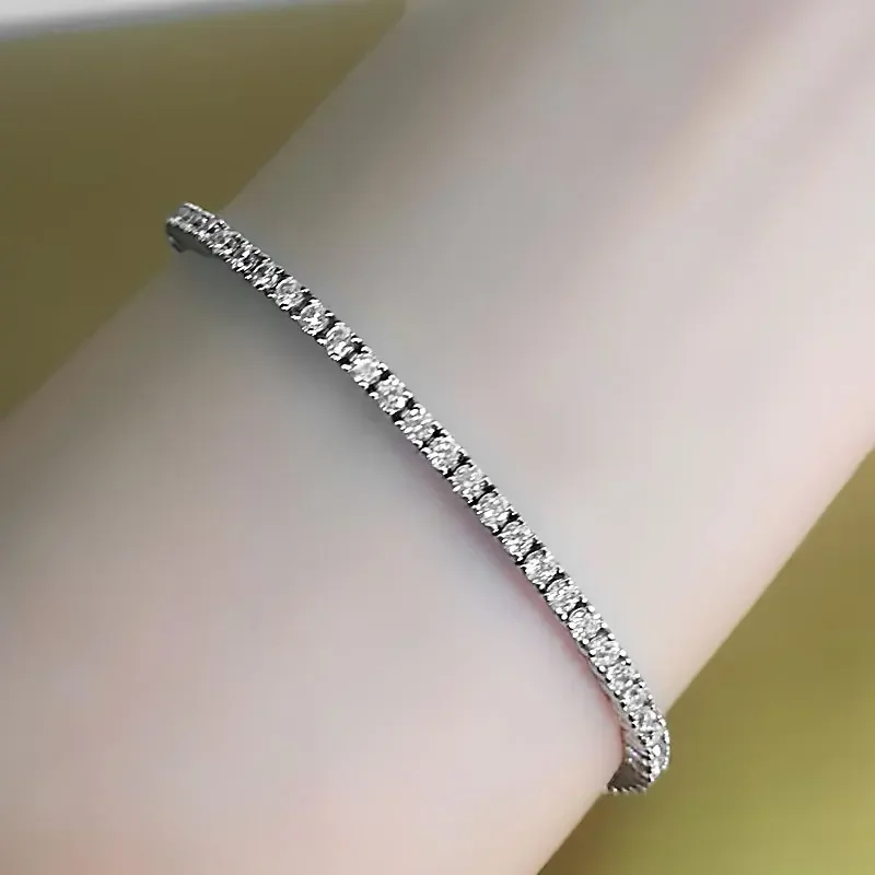 3mm Tennis Bracelet 925 Sterling Sliver Bracelets white 16-18cm Bangles Hip Hop 5A Zircon