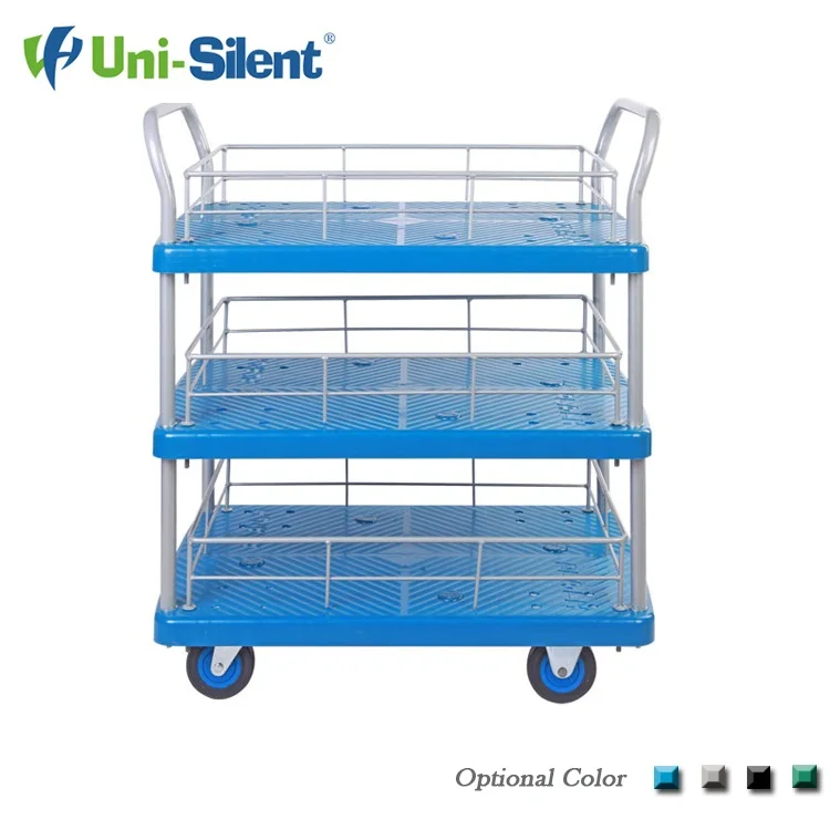 Uni-Silent 150kg 3 Layers Guardrail Platform Hand Truck Trolley PLA150T-T3-HL3-D