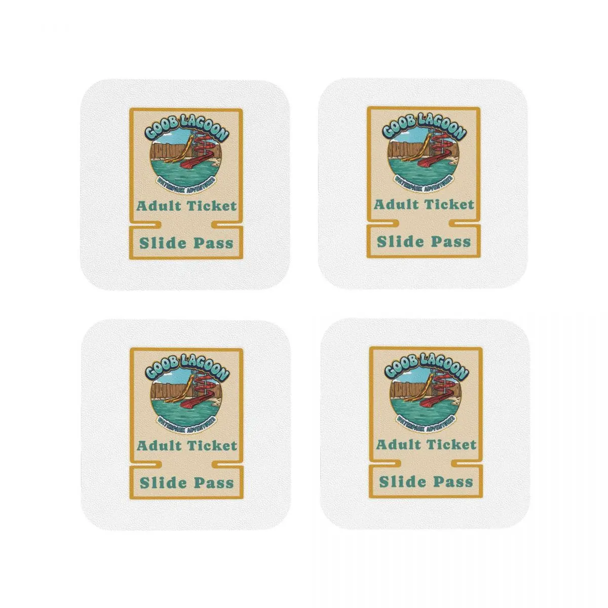 

Goob Lagoon, подставки для билетов с аквапарком, кухонные салфетки, изоляционные коврики для чашек, кофейные коврики для декора, домашняя посуда, подушечки, набор из 4 шт.
