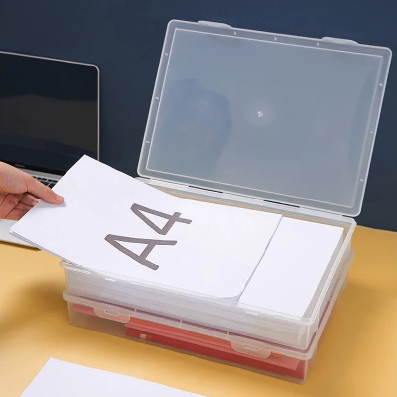 S/M/L Plastic File Storage Box Organization Transparent Square Storage Box A4 Organization Box Desktop Dust-proof Storage Box