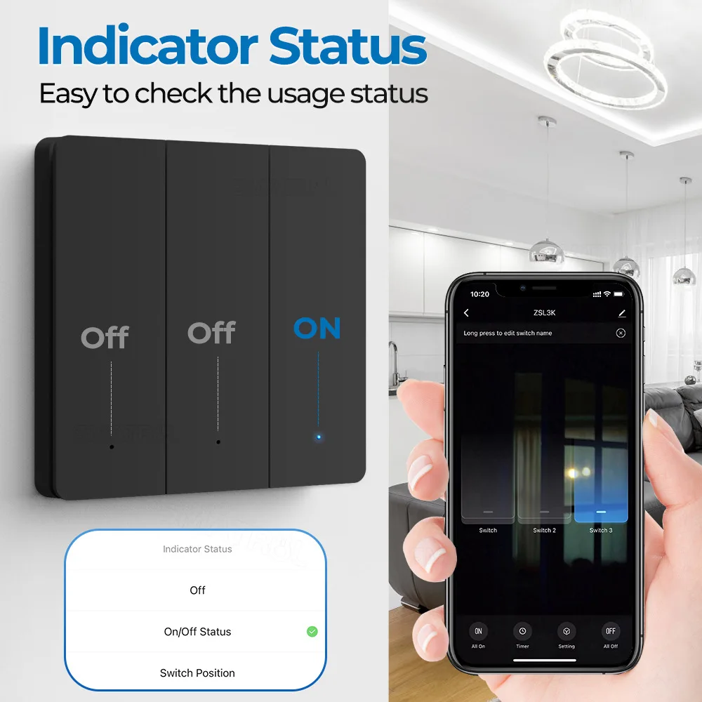 Zigbee Tuya Smart Home Wall Control Switch Modern Style Remote Light On/Off APP Voice Timing Control Safe Button Remote