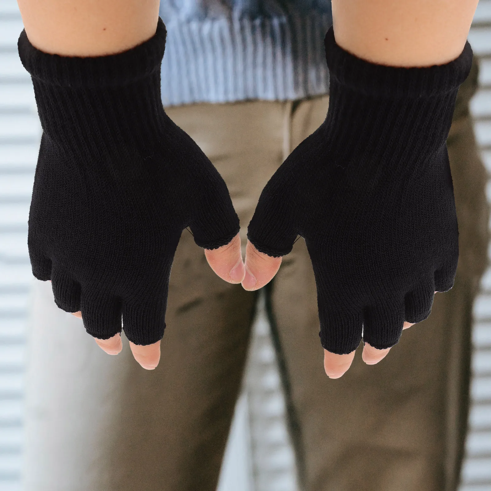 

NonSlip Yoga Gloves Black Fingerless Cycling for Men Women Bike Comfortable Cotton Half Gloves Knitted Fitness Shaping