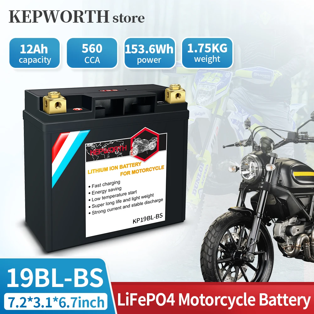 

19BL-BS 12V 12Ah LiFePO4 Motorsports Battery Lithium Iron Phosphate Battery 560cca Built-in BMS for ATV, UTV, Jet Ski, Scooter