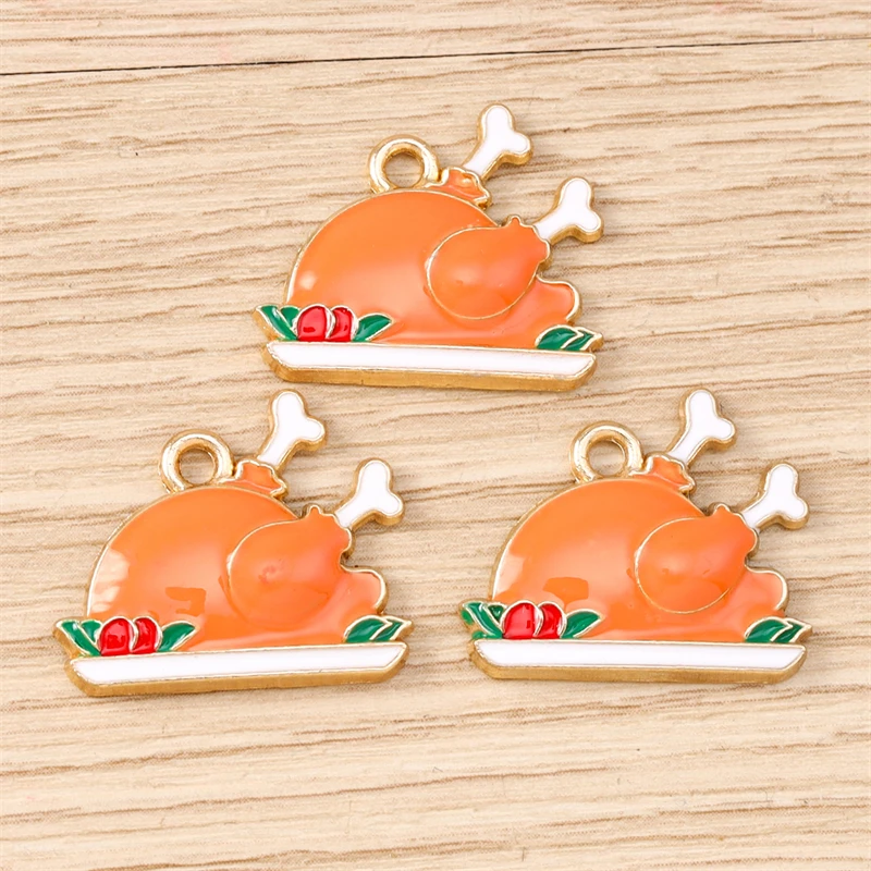 10 Stück Gemischte Thanksgiving-Anhänger, Emaille-Lebensmittel-Charms mit Mais und Kürbis für Schmuckherstellung, Halsketten, Ohrringe, DIY-Bastelarbeiten und Geschenke – Detail 12