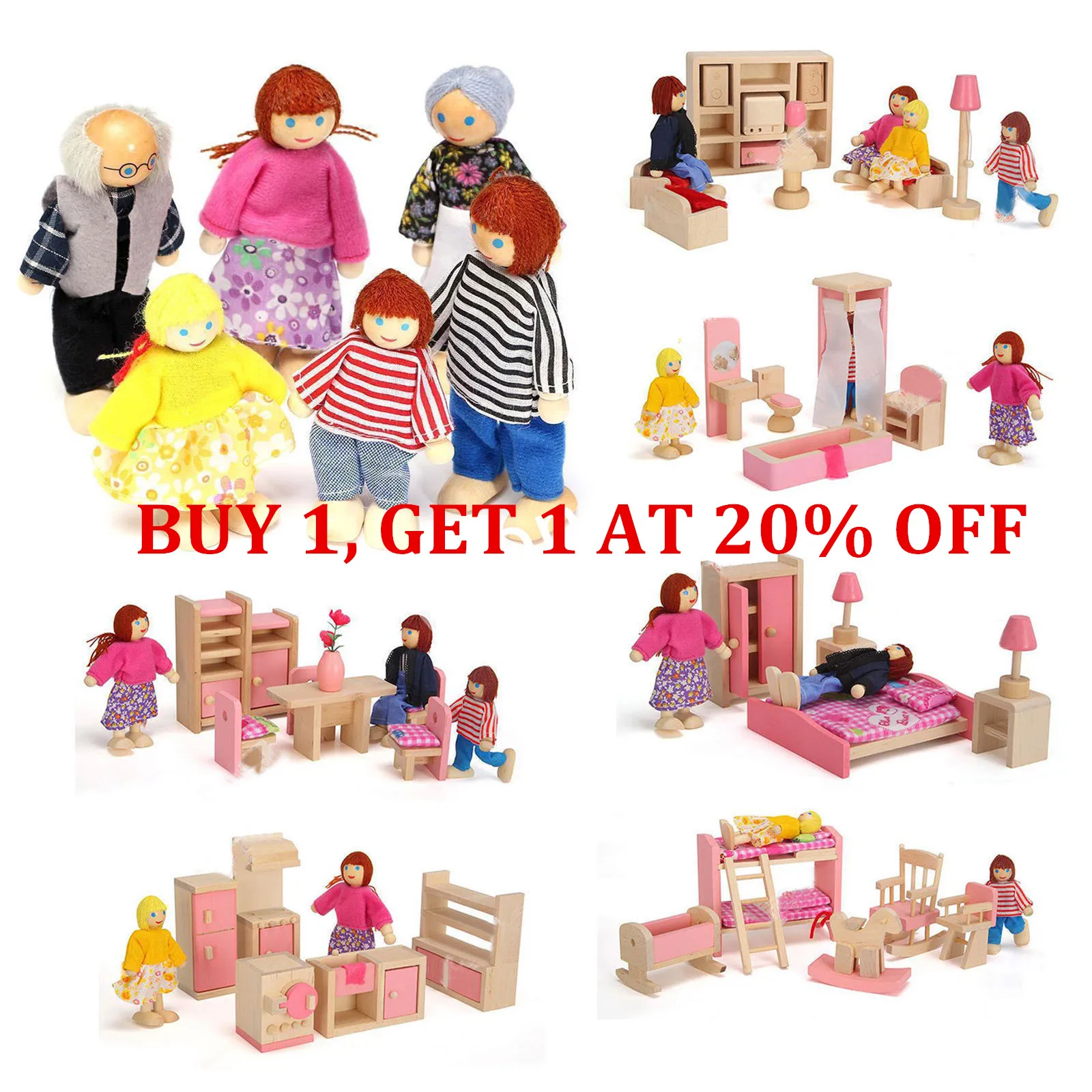 

Role-playing Bathroom Furniture Wooden Miniature Handmade House Kids Toy Gift Exquisite Craftsmanship Long-lasting