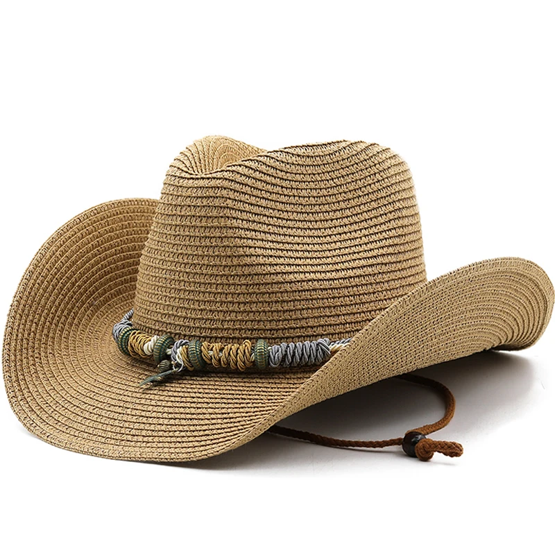 Bohemian Sun Hat For Women Foldable Beach Hats Ladies Summer Paper Straw Hats White Panama Travel Hat UV Protection cowboy hat