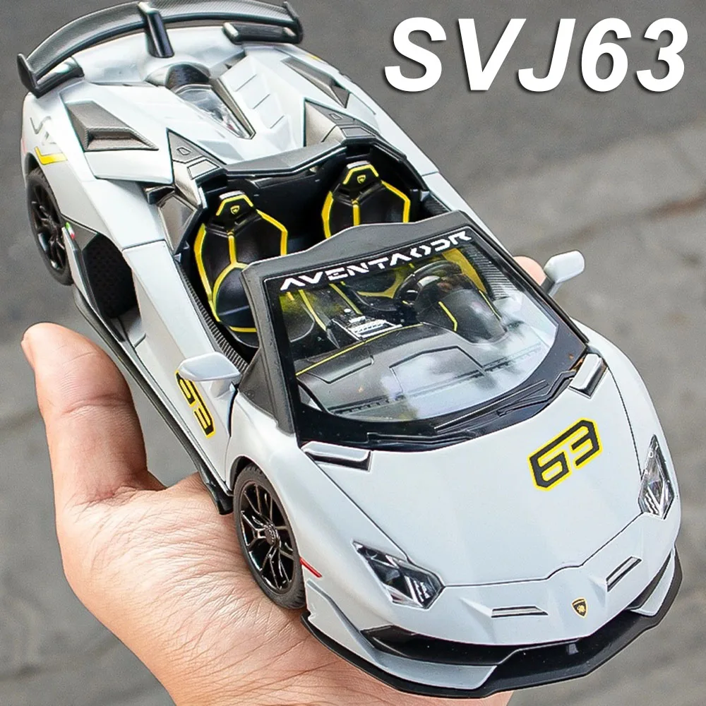 

1/24 AVENTEDOR SVJ63 Countach спортивный автомобиль, модель из сплава, игрушки, литье под давлением и игрушечный транспорт, коллекция звуков и света для детей, подарки для мальчиков