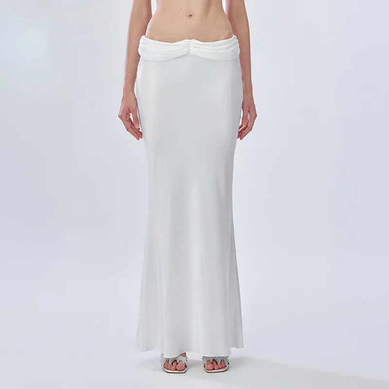 Sexy Long Fi Tail Skirt f Body New Arrival 2023 Street Sle Polyester Fabric Slim Fit Wrap around Skirt Pure Color