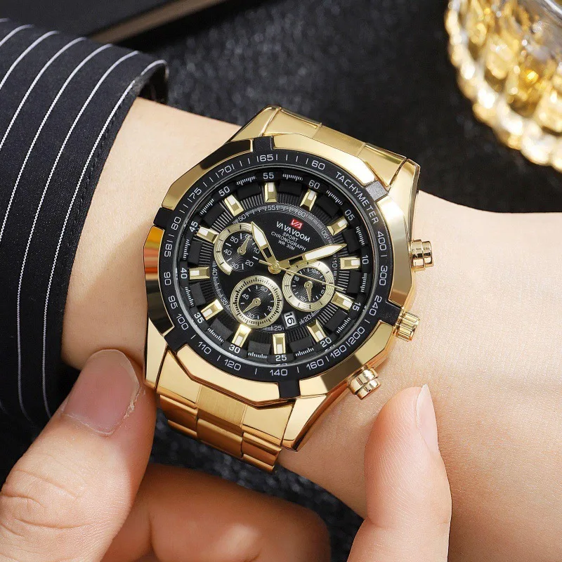 

New Fashion Big Dial mens watch Steel Band reloj hombre Calendar Student quartz watches for men relogios masculino