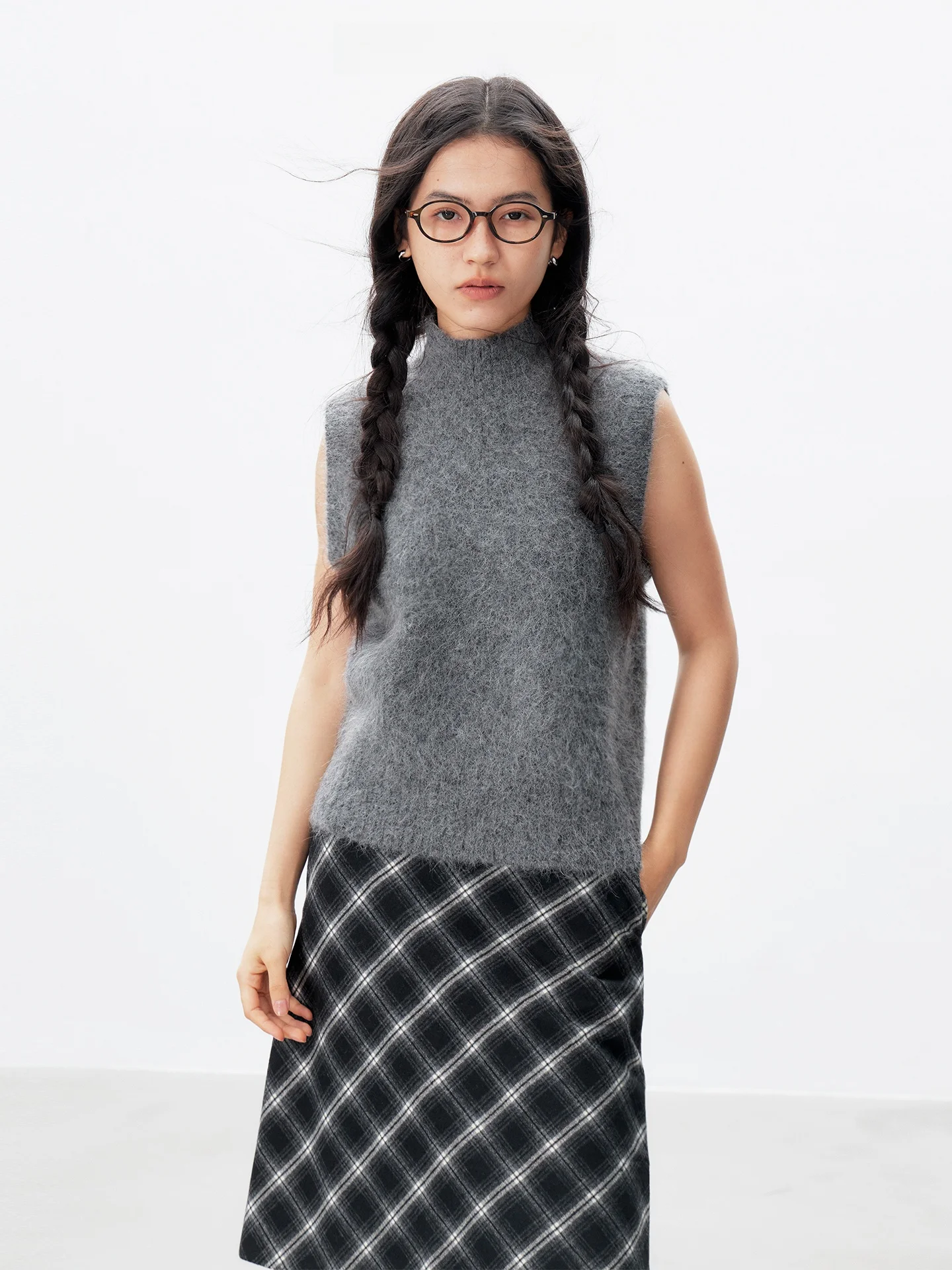 

Женский вязаный жилет с высоким воротником, повседневный, новый, осенне-зимний, утепленный, теплый, цветной, из высококачественной ткани