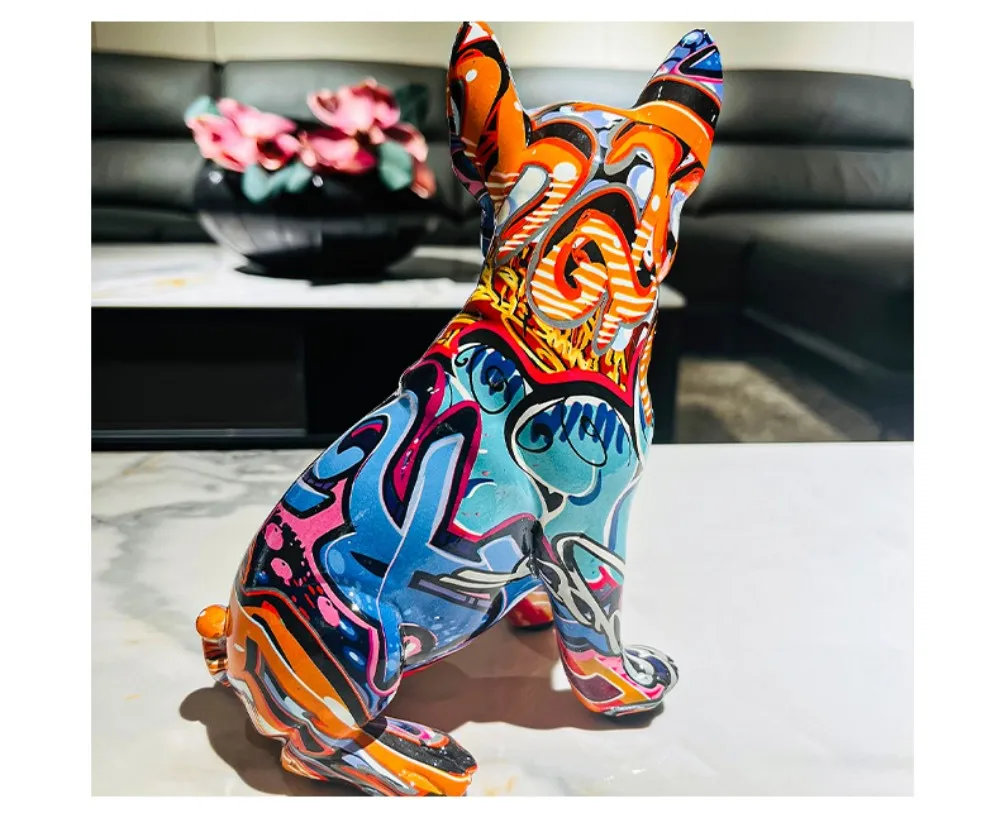 Creative Synthetic Resin Sitting Bulldog Home Furnishings Living Room Resin Crafts Office Animal Decorations Gift