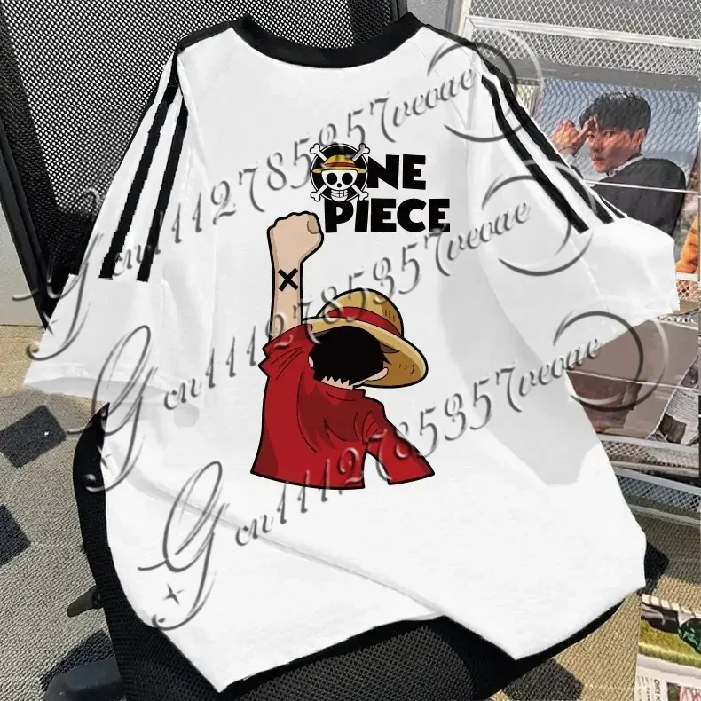 

2026 New One Piece Luffy Anime Graphic Print Men's T-shirt Summer Short Sleeve Tees Casual Clothes Oversized Unisex Tops