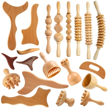 أدوات تدليك العلاج الخشبي مكافحة مُدلك سلوليت التصريف اللمفاوي مدلك الجسم غوا شا أدوات كامل الجسم العضلات لتخفيف الآلام