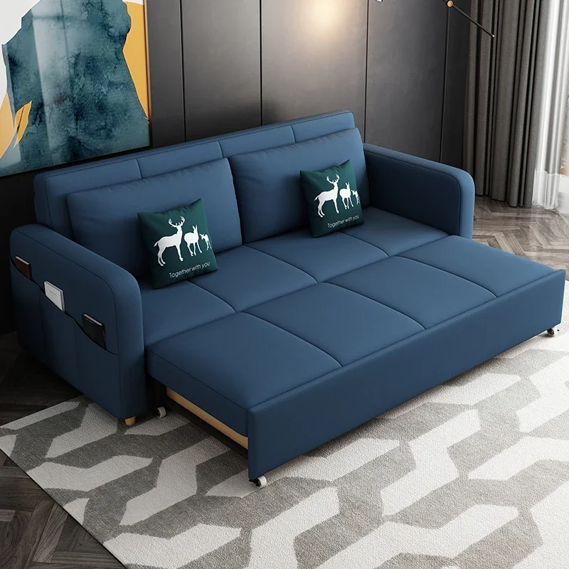 A Sofa bed foldable bed latex sitting and lying multi-functional retractable single double living room small apartment  dual-use