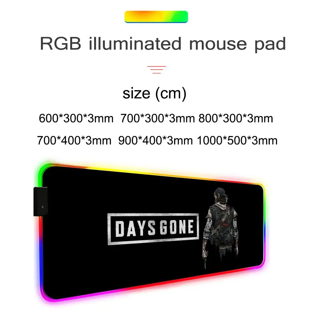 Days Gone Mouse Pad Gamer Rgb Desk Mat Back Light Led Mousepad Setup Gaming Accessories Deskmat Big Mousepad Backlight
