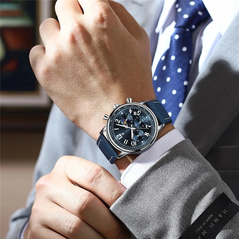 New Chornograph Sports Watches Mens Digital Fashion Quartz Wristwatches Gifts For Man Automatic Watch Men Luxury Canvas Clock