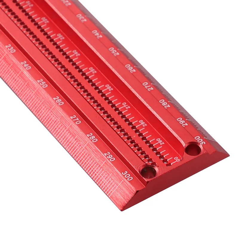 Precision Marking T-Ruler Aluminum Woodworking Scribe Marking Gauge 60-600mm Crossed-out Hole Scribing Ruler Measuring Tools