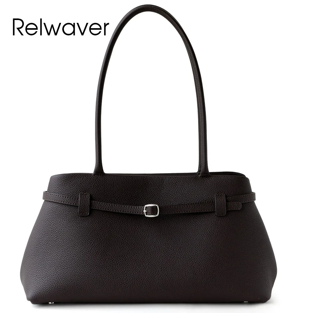 

Relwaver women tote bag genuine leather shoulder bag 2025 winter fashion commuting ladies handbag long top handle women bag