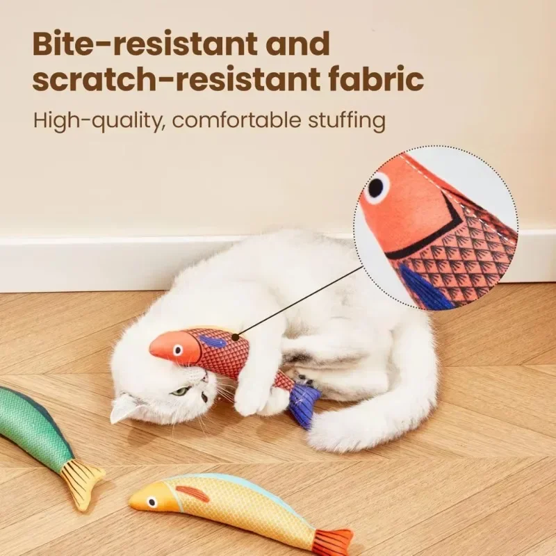 Cat Toys Saury Fish Crinkle Sound Plush Peyt Toys Interactive Cat Kicker Toy Teeth Grinding Cat Kitten Catnip Toys 6