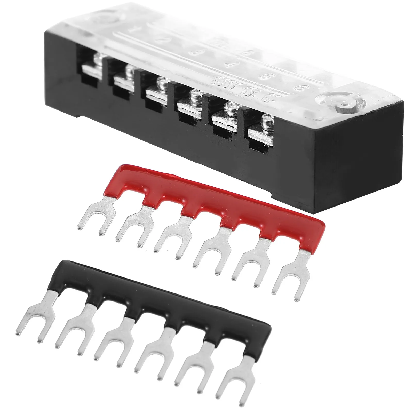 Dual-Row Terminal Block 600V 5A 6-Position Pre-Insulated Barrier Strip Electrical Wire Connector Set