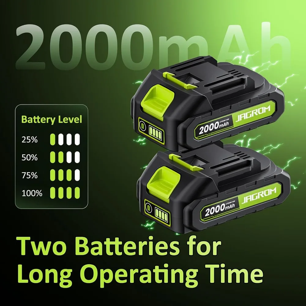 ماكينة تشذيب كهربائية لاسلكية 20 فولت مع قطع 12 بوصة وبطاريتين وشاحن للحديقة والحديقة