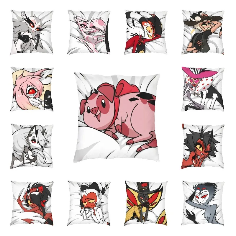 

Fat Nuggets Hazbin Buddy Cushion Covers 45x45cm Cartoon Pig Throw Pillow Case for Sofa Square Pillowcase Decoration