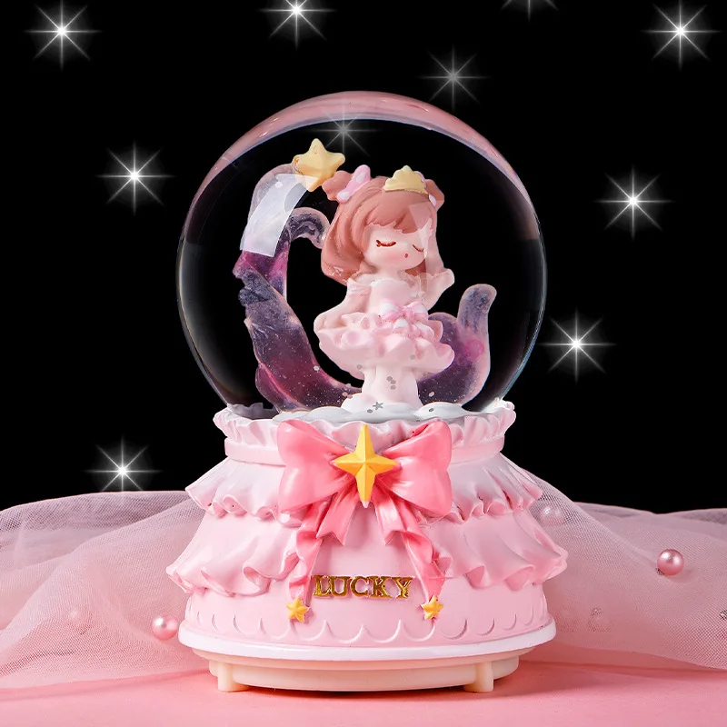 Creative Snowball Music Box Luminous Crystal Ball Girl\'s Birthday Gift Home Decoration