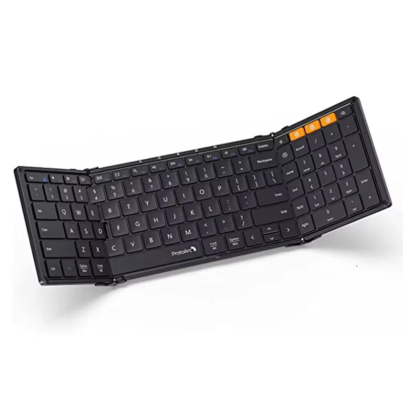 ProtoArc Foldable Bluetooth Keyboard Folding Wireless Portable Keyboard with Numeric Keypad for iPad Tablet Smartphone Laptop PC