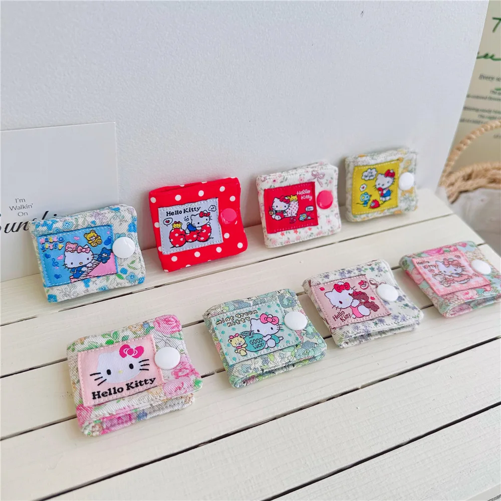 

Sanrio Hello Kitty, кабель для передачи данных ручной работы, зарядный кабель, рукав для хранения карт, милый мультяшный котенок, ткань, художественный зажим для хранения проводов для передачи данных