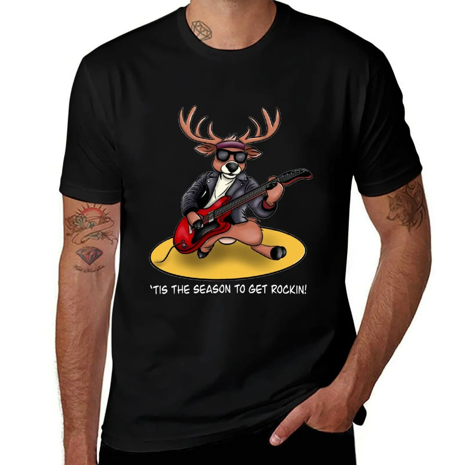 Rocking Reindeer Christmas T-Shirt Big Size Simple T-Shirt